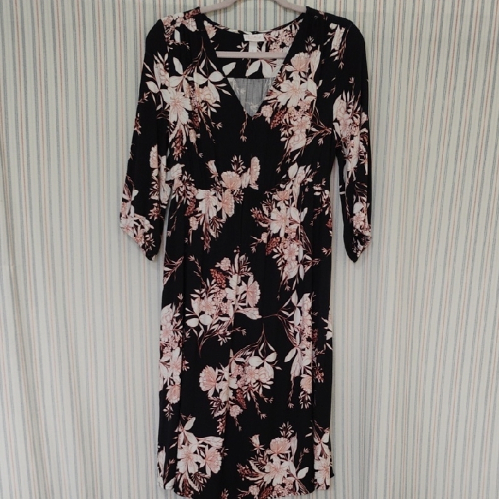 Isabel Maternity by Ingrid & Isabel Black With Pink Floral Dress  S